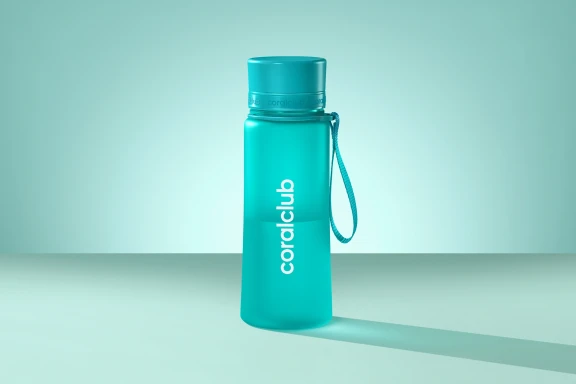 Coralclub пластик бөтөлкөсү, көгүлтүр